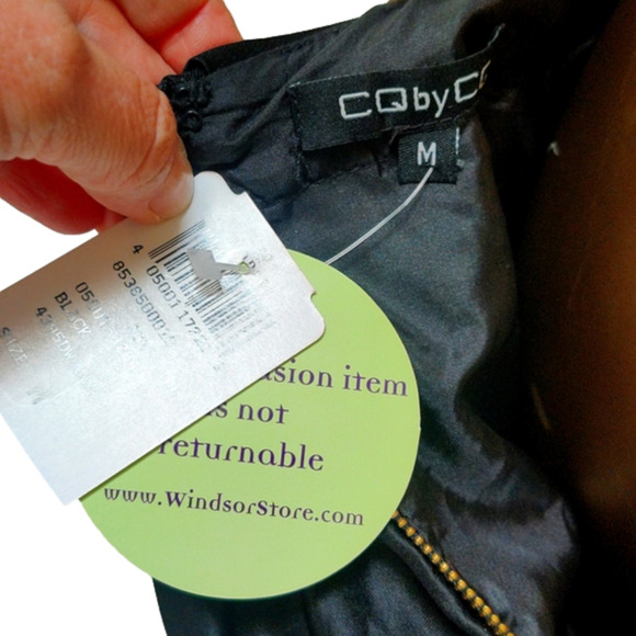 Black Satin Cut-Out High-Low Dress NWT Size M - Picture 14 of 15